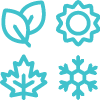 FLower leaf snow and sun icons