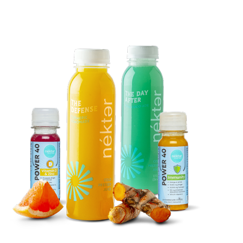 Immunity bundle of 2 bottled juices and 2 bottled shots.