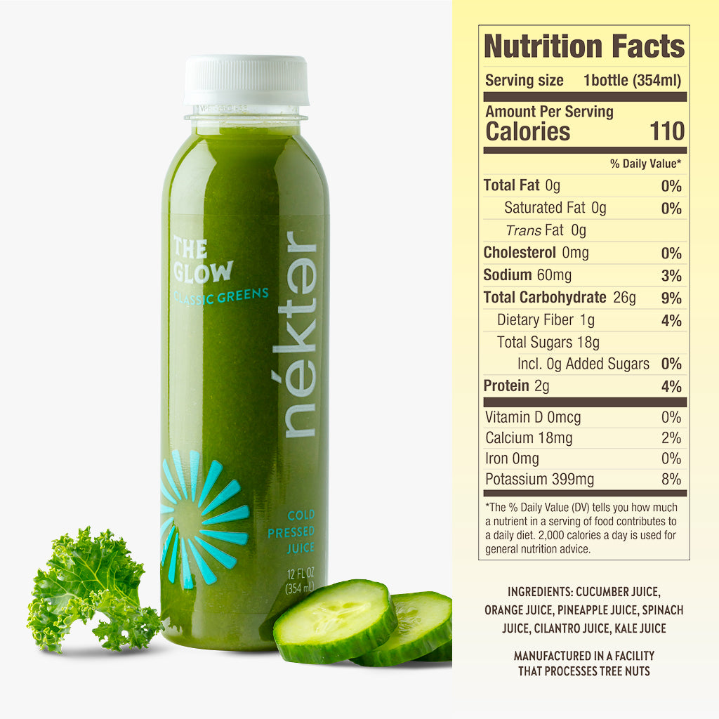 The Glow Grab N Go Bottle with nutritionals