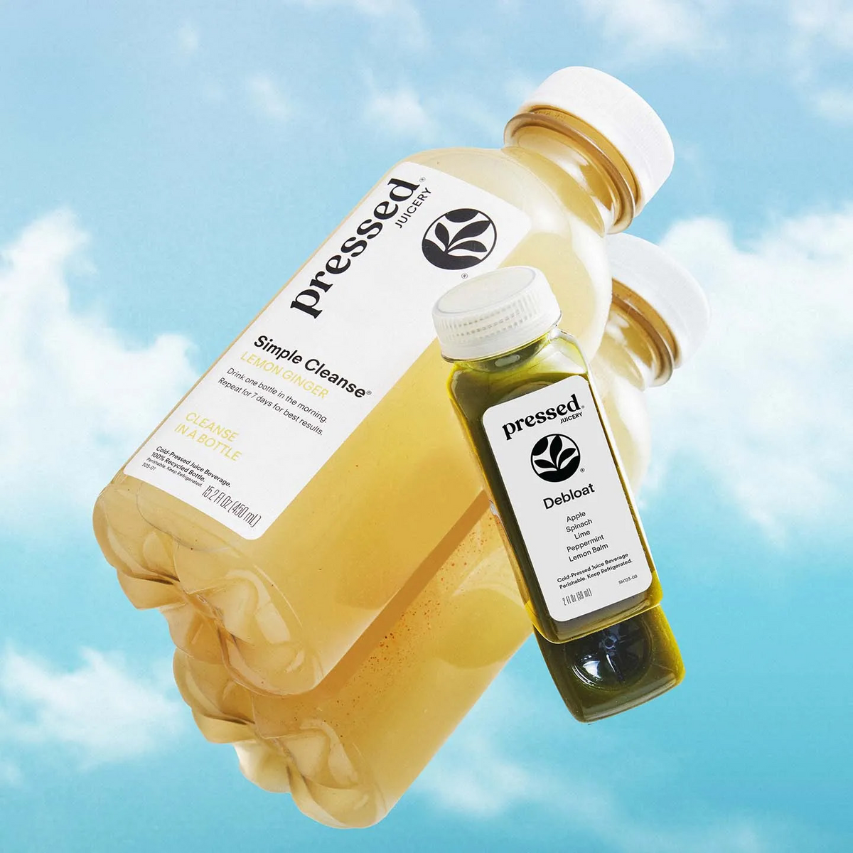 pressed bottles on a dreamy background