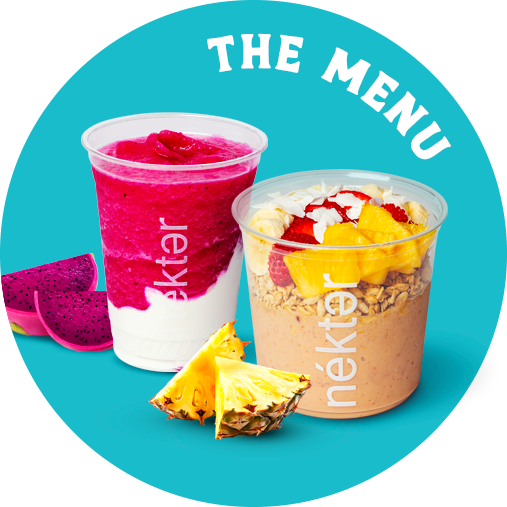 The menu image with smoothie and bowl