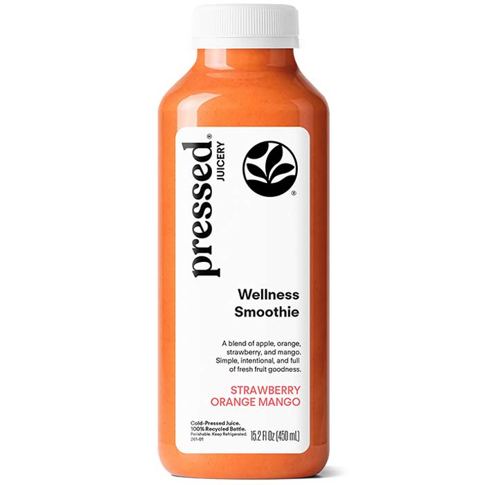 Juicy Blend bottle with 'pressed' branding on a white background