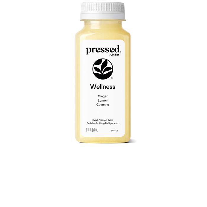 Pressed Juicery Wellness juice bottle on a white background